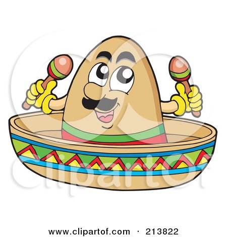 Royalty-Free (RF) Clipart Illustration of a Mexican Sombrero Character Playing Maracas by visekart