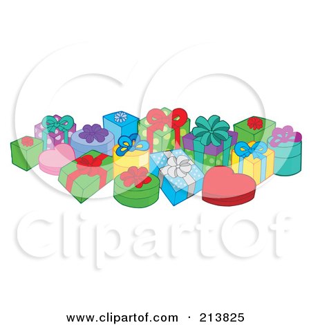 Royalty-Free (RF) Clipart Illustration of a Group Of Birthday Presents - 1 by visekart