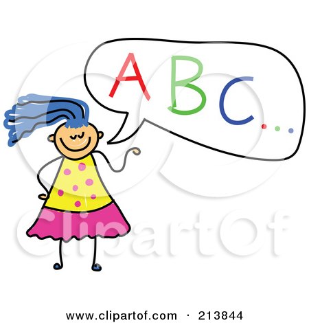 Royalty-Free (RF) Clipart Illustration of a Childs Sketch Of A Girl With ABC by Prawny