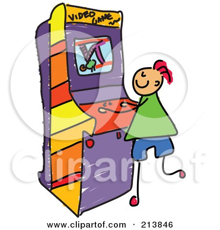 Royalty-Free (RF) Clipart Illustration of a Childs Sketch Of A Boy Playing A Video Game by Prawny