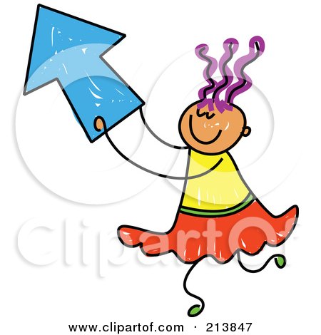 Royalty-Free (RF) Clipart Illustration of a Childs Sketch Of A Girl Playing With An Arrow by Prawny