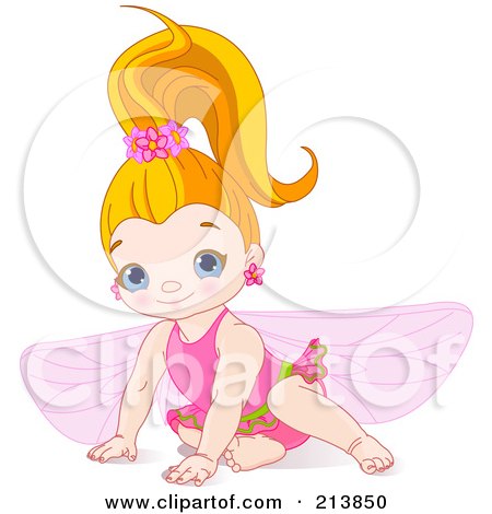 Royalty-Free (RF) Clipart Illustration of a Cute Fairy Girl In Pink by Pushkin