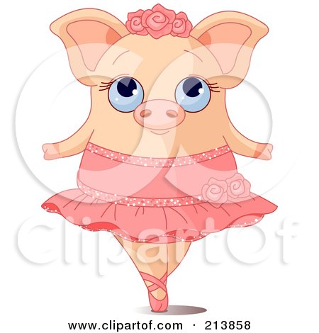 Royalty-Free (RF) Clipart Illustration of a Cute Ballerina Pig On Her Tippy Toes by Pushkin