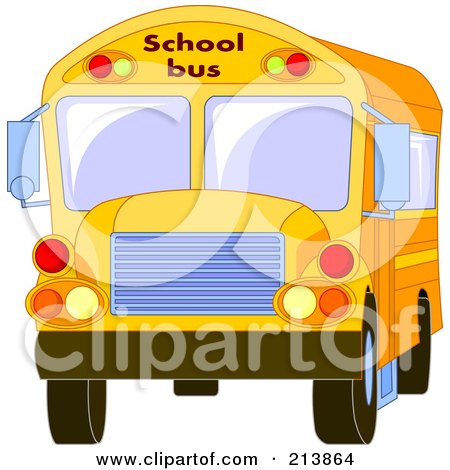 Royalty-Free (RF) Clipart Illustration of a Front View Of A School Bus by Pushkin