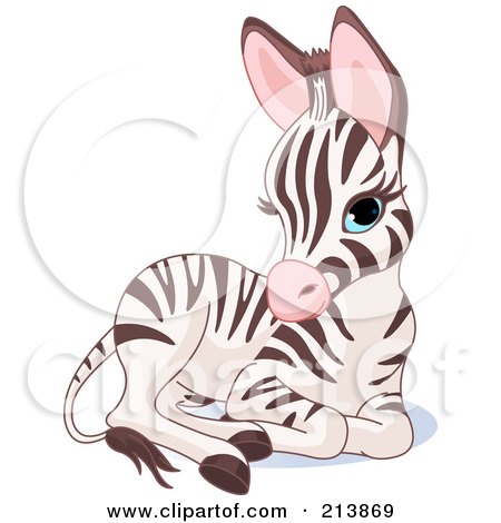 Royalty-Free (RF) Clipart Illustration of a Cute Baby Zebra Resting by Pushkin