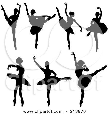 Royalty-Free (RF) Clipart Illustration of a Digital Collage Of Silhouetted Dancing Ballerinas by Pushkin