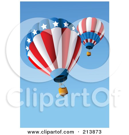 Royalty-Free (RF) Clipart Illustration of American Hot Air Balloons In A Blue Sky by Pushkin