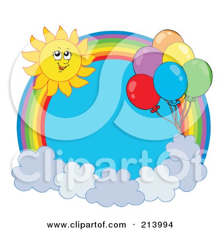 Royalty-Free (RF) Clipart Illustration of a Balloon And Summer Sun Rainbow Circle - 1 by visekart