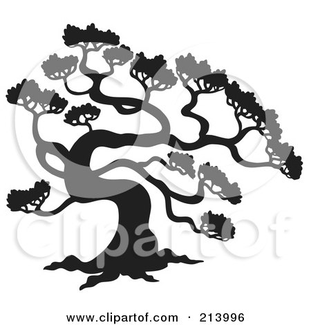 Royalty-Free (RF) Clipart Illustration of a Black And White Pine Tree Design by visekart