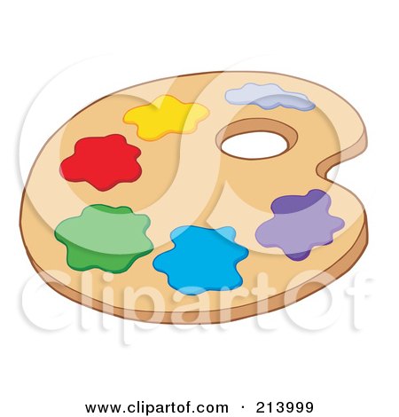 Royalty-Free (RF) Clipart Illustration of an Art Palette With Paints by visekart