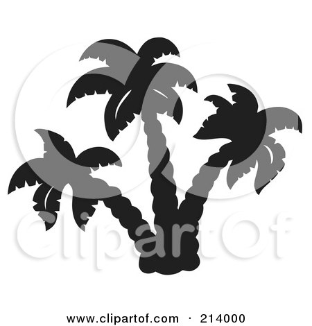 Royalty-Free (RF) Clipart Illustration of a Black And White Palm Tree Design by visekart