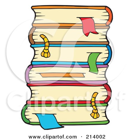 Royalty-Free (RF) Clipart Illustration of a Stack Of Colorful Text Books - 3 by visekart