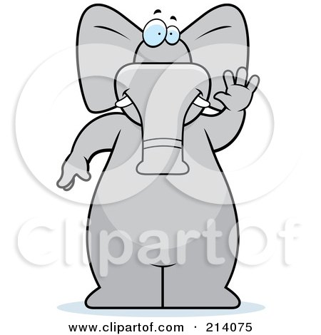 Royalty-Free (RF) Clipart Illustration of a Big Elephant Standing On His Hind Legs And Waving by Cory Thoman
