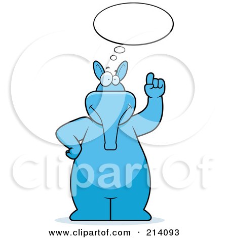 Royalty-Free (RF) Clipart Illustration of a Big Blue Aardvark With An Idea Balloon by Cory Thoman