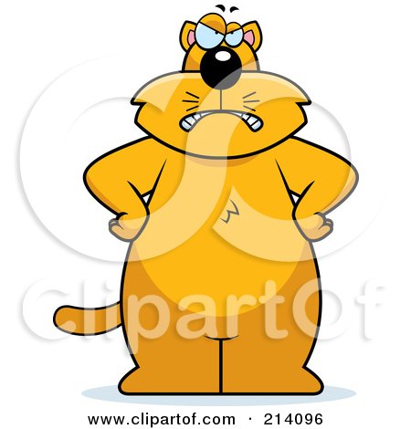 Royalty-Free (RF) Clipart Illustration of a Big Grumpy Orange Cat Facing Front With His Hands On His Hips by Cory Thoman