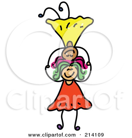 Royalty-Free (RF) Clipart Illustration of a Childs Sketch Of Girls Balancing by Prawny