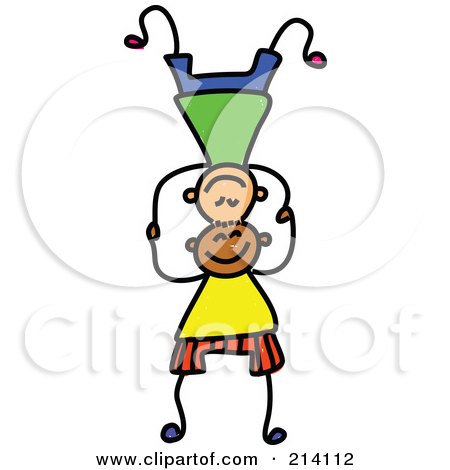 Royalty-Free (RF) Clipart Illustration of a Childs Sketch Of Boys Balancing by Prawny