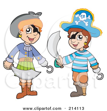 Royalty-Free (RF) Clipart Illustration of a Digital Collage Of Pirate Kids by visekart