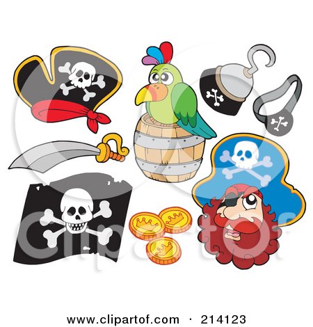 Royalty-Free (RF) Clipart Illustration of a Digital Collage Of Pirate Items - 11 by visekart