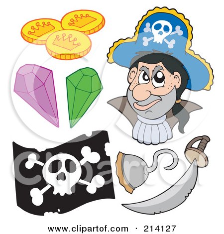 Royalty-Free (RF) Clipart Illustration of a Digital Collage Of Pirate Items - 8 by visekart