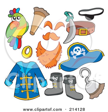 Royalty-Free (RF) Clipart Illustration of a Digital Collage Of Pirate Items - 3 by visekart