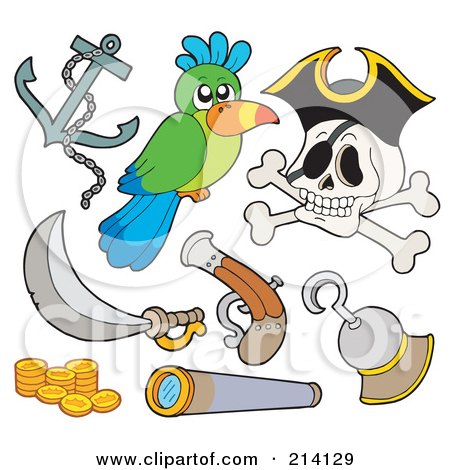 Royalty-Free (RF) Clipart Illustration of a Digital Collage Of Pirate Items - 12 by visekart