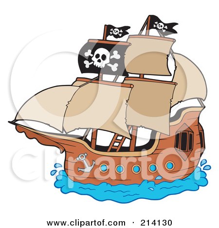 Royalty-Free (RF) Clipart Illustration of a Flag On A Pirate Ship by visekart