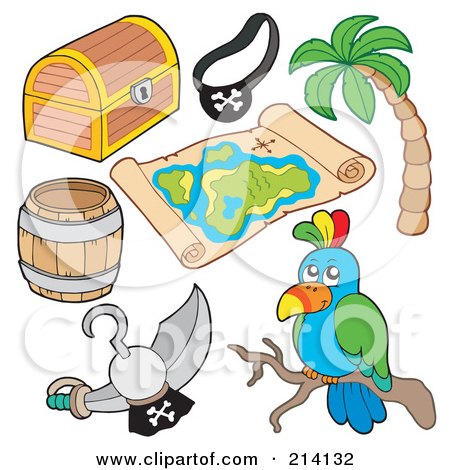 Royalty-Free (RF) Clipart Illustration of a Digital Collage Of Pirate Items - 10 by visekart