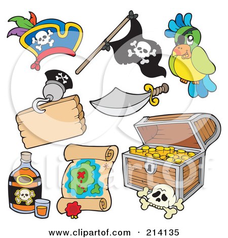 Royalty-Free (RF) Clipart Illustration of a Digital Collage Of Pirate Items - 6 by visekart