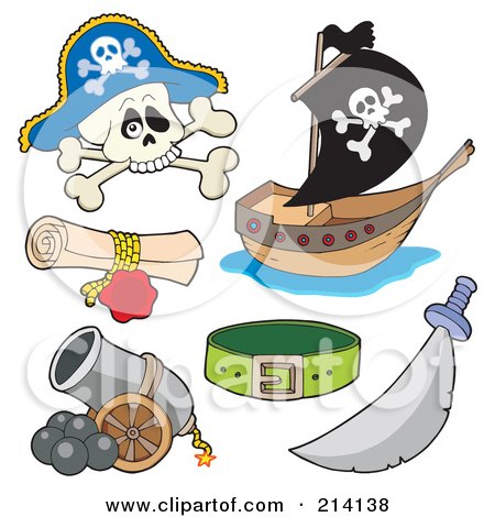 Royalty-Free (RF) Clipart Illustration of a Digital Collage Of Pirate Items - 5 by visekart