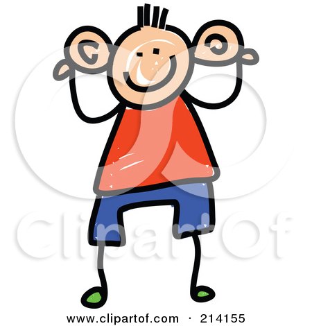 Royalty-Free (RF) Clipart Illustration of a Childs Sketch Of A Boy With Big Ears by Prawny