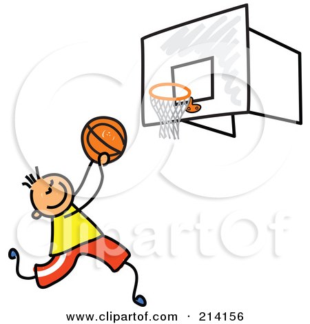kid playing basketball clipart