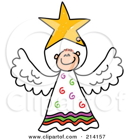 Royalty-Free (RF) Clipart Illustration of a Childs Sketch Of A Peaceful Angel - 4 by Prawny