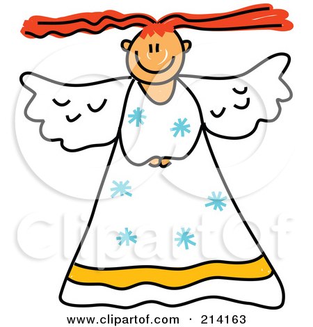Royalty-Free (RF) Clipart Illustration of a Childs Sketch Of A Peaceful Angel - 1 by Prawny