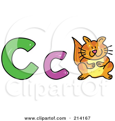 Royalty-Free (RF) Clipart Illustration of a Childs Sketch Of Capital And Lowercase C's And A Cat by Prawny