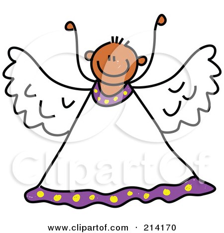 Royalty-Free (RF) Clipart Illustration of a Childs Sketch Of A Peaceful Angel - 2 by Prawny