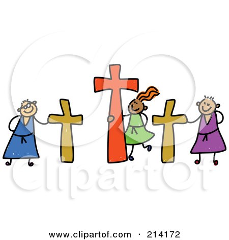 Royalty-Free (RF) Clipart Illustration of a Childs Sketch Of Calvary Kids by Prawny