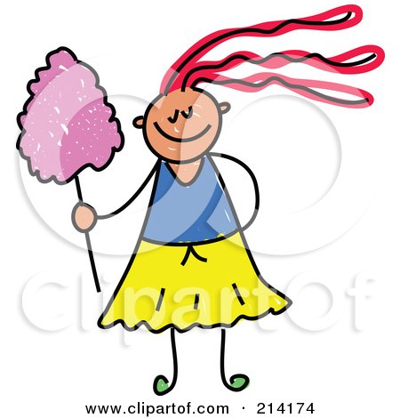 Royalty-Free (RF) Clipart Illustration of a Childs Sketch Of A Girl With Cotton Candy by Prawny