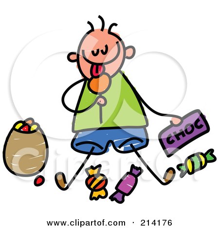 Royalty-Free (RF) Clipart Illustration of a Childs Sketch Of A Boy Eating Candy by Prawny