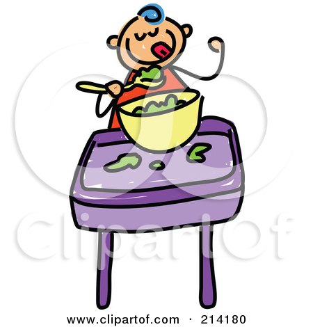 Royalty-Free (RF) Clipart Illustration of a Childs Sketch Of Childs Sketch Of A Baby Boy Eating Food by Prawny