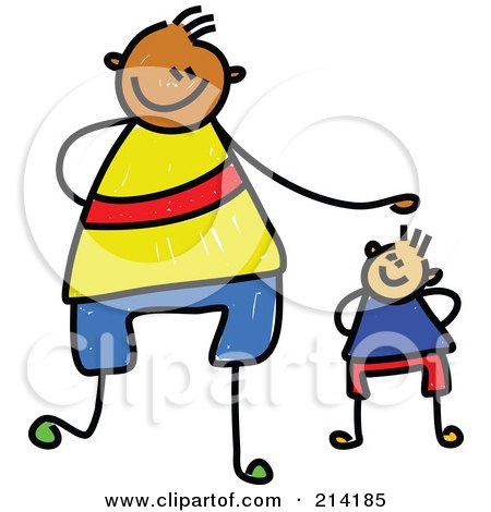 Royalty-Free (RF) Clipart Illustration of a Childs Sketch Of A Father And Son by Prawny