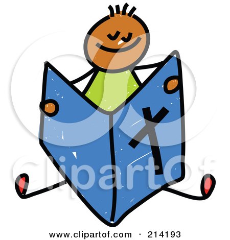 Royalty-Free (RF) Clipart Illustration of a Childs Sketch Of Childs Sketch Of A Boy Reading A Bible by Prawny