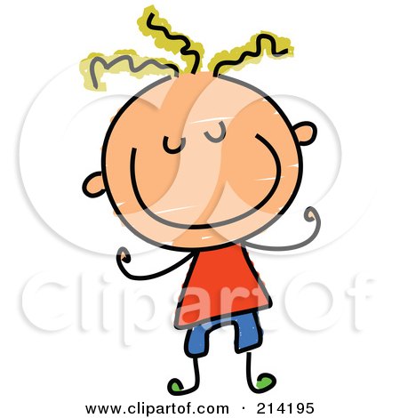 Royalty-Free (RF) Clipart Illustration of a Childs Sketch Of A Boy With Blond Hair And A Big Smile by Prawny