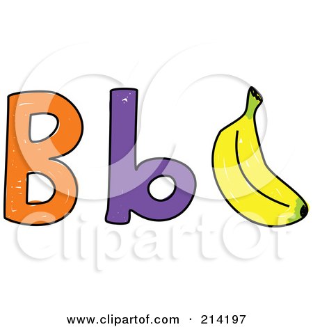 Royalty-Free (RF) Clipart Illustration of a Childs Sketch Of Capital And Lowercase B's With A Banana by Prawny