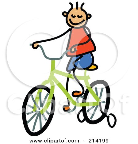Royalty-Free (RF) Clipart Illustration of a Childs Sketch Of Childs Sketch Of A Boy Riding A Bike by Prawny