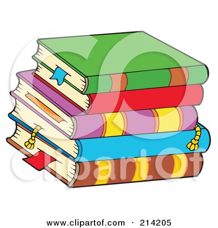 Royalty-Free (RF) Clipart Illustration of a Stack Of Colorful Text Books - 2 by visekart