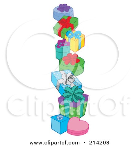 Royalty-Free (RF) Clipart Illustration of a Pile Of Birthday Presents - 2 by visekart