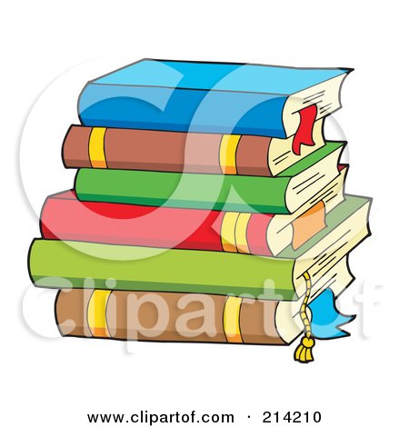 Royalty-Free (RF) Clipart Illustration of a Stack Of Colorful Text Books - 4 by visekart