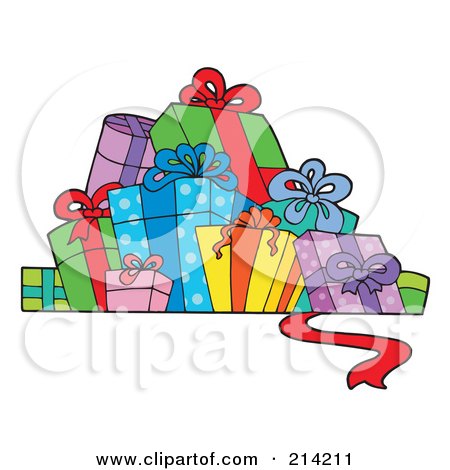 Royalty-Free (RF) Clipart Illustration of a Group Of Birthday Presents - 2 by visekart