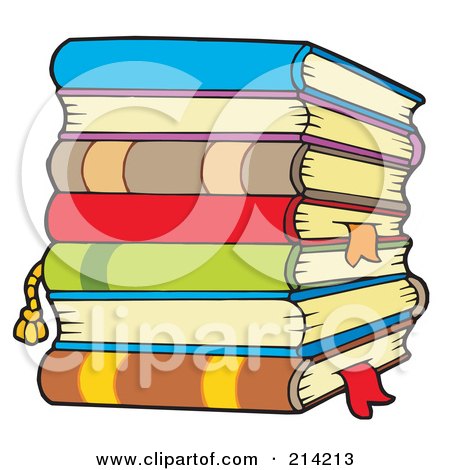 Royalty-Free (RF) Clipart Illustration of a Stack Of Colorful Text Books - 1 by visekart